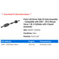 thumbnail image 2 of Front Left Driver Side CV Axle Assembly - Compatible with 2007 - 2012 Nissan Versa 1.8L 4-Cylinder with 4 Speed Automatic 2008 2009 2010 2011, 2 of 2