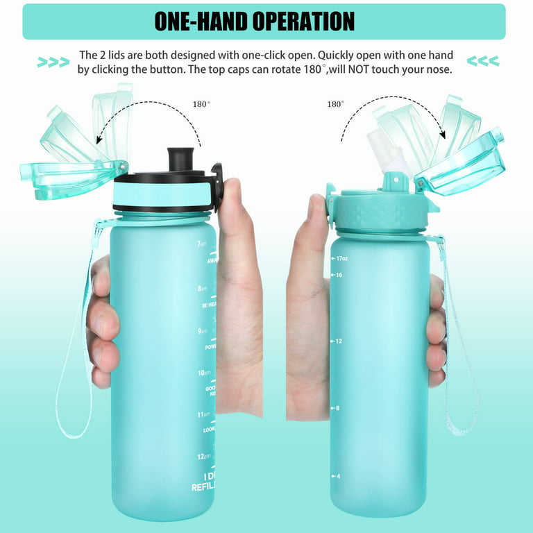 Oldley 17 oz Kids Water Bottle with Straw Lid BPA-Free Reusable Leak-proof  Tritan Plastic Bottles with One-handed Opening