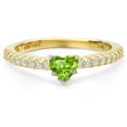 thumbnail image 3 of Gem Stone King 14K Two Tone Gold Green Peridot and Lab Grown Diamond Engagement Ring for Women | 0.66 Cttw | Heart Shape 5MM | Gemstone August Birthstone | Size 9, 3 of 6