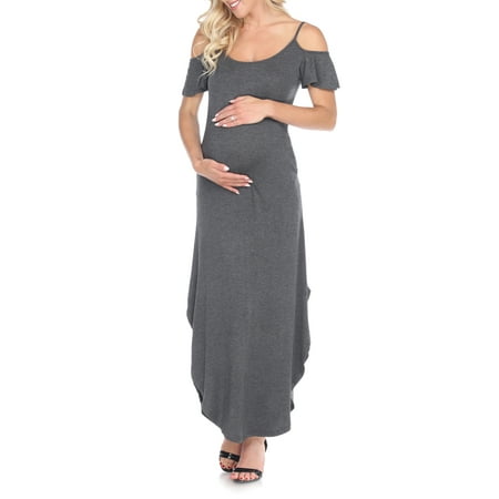 white mark Women’s Maternity Malea Tie-Dye Maxi Dress Charcoal