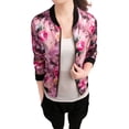 thumbnail image 1 of INSPIRE CHIC Blouson Bomber Court à Imprimés Floraux pour Femme, Col Montant, Fermeture Éclair, Fête de la Saint-Patrick, Fuchsia, TP, 1 of 7