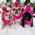 thumbnail image 6 of Dog Knit Hat, Pets Winter Warm Pom Pom Beanie Hat with Ear Holes Windproof Cap for French Bulldog Small Medium Dogs, S size Pink, 6 of 10