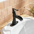 thumbnail image 2 of BWE Black Bathroom Faucet Waterfall Farmhouse Sink Mixer Tap Deck Mounted Single-Handle with Drain Assembly and Supply Hose Lead-Free Lavatory Matte, 2 of 9