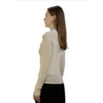 thumbnail image 4 of Women's Mock Neck Wool Sweater Fall Basic Soft Long Sleeve Knitted Pullover Sweaters Slim Fit Layering Tops by DingJoo Beige M, 4 of 5