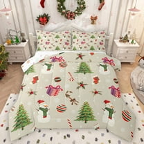 Homewish Kawaii Xmas Snowman Full Size Comforter Sets 3-Piece for Kids Children Teens,Winter Snowflake Bedding Comforter Set,Merry Christmas Lightweight Bedding Sets,Lightweight Room Decor