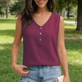 thumbnail image 5 of Xdegoge Womens Checkered Henley Tank Tops Sleeveless V Neck Shirt Partial Button Down Blouse Summer Casual Vest Classic Gingham Pattern Lightweight Fashion Tee Apparel, 5 of 7