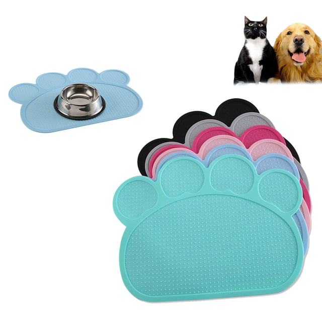 Fiudx Tapete de Silicona para Comida de Mascotas, Diseño Antideslizante, Borde Elevado, Antiderrames, Mantiene El Suelo Limpio, Apto para Perros, Gatos y Mascotas Pequeñas, Tamaño 40 X 30 Cm, Fácil d