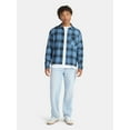 thumbnail image 2 of No Boundaries Collared Cotton Boxy Cropped Fit Flannel Shirt, Men's and Big Men's Sizes XS-5XL, 2 of 5