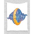 thumbnail image 1 of Moon Tapestry, Abstract Crescent Moon with Swirling Cloud Backdrop Mystic Design, Wall Hanging for Bedroom Living Room Dorm Decor, 40W X 60L Inches, Blue Lilac and Pale Orange, by Ambesonne, 1 of 2