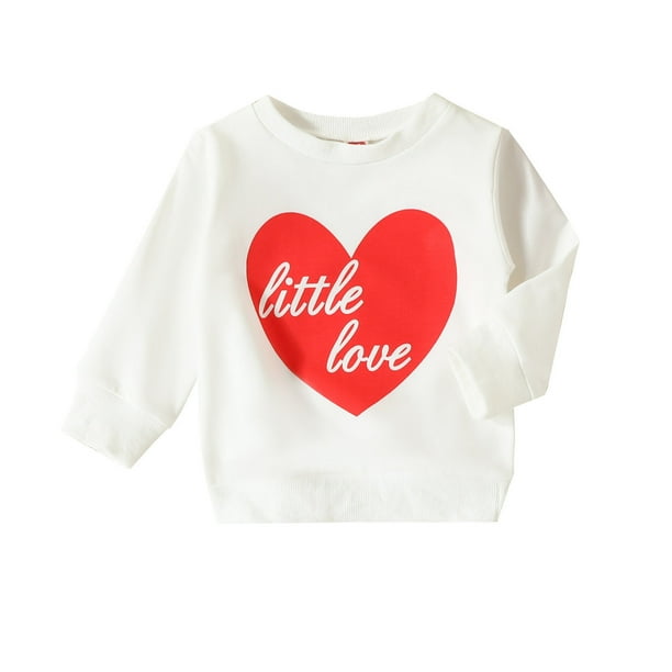 Gibobby ropa Ninas blusas Camiseta de manga larga con estampado de corazones y letras para el Dia de San Valentin para ninas pequenas Blanco 6 9 Meses Walmart en linea