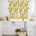 thumbnail image 3 of Summer Botanical Kitchen Curtains Valances and Tiers Set of 3 Lemons Abstractions Fruit Silhouette Yellow Stripes Tier Curtains and Valance with Rod Pocket for Small Windows, 27.5"x36", 3 of 9