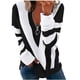 thumbnail image 1 of Camiseta holgada de manga larga con cuello en V y estampado de retazos informal a la moda para mujer Pompotops gfhjh11464, 1 of 6