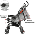 thumbnail image 4 of Carriola de Bastón para Bebé Asiento Multiposiciones Ruedas con Freno Cinturón de 5 Puntos Soporta hasta 15 kg - Gris, 4 of 7