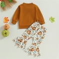 thumbnail image 6 of Mercatoo Toddler Baby Girl Halloween Clothes Letter Sweatshirt Top Pumpkin Print Bell Bottoms Pants Halloween Outfit Girl, 6 of 8