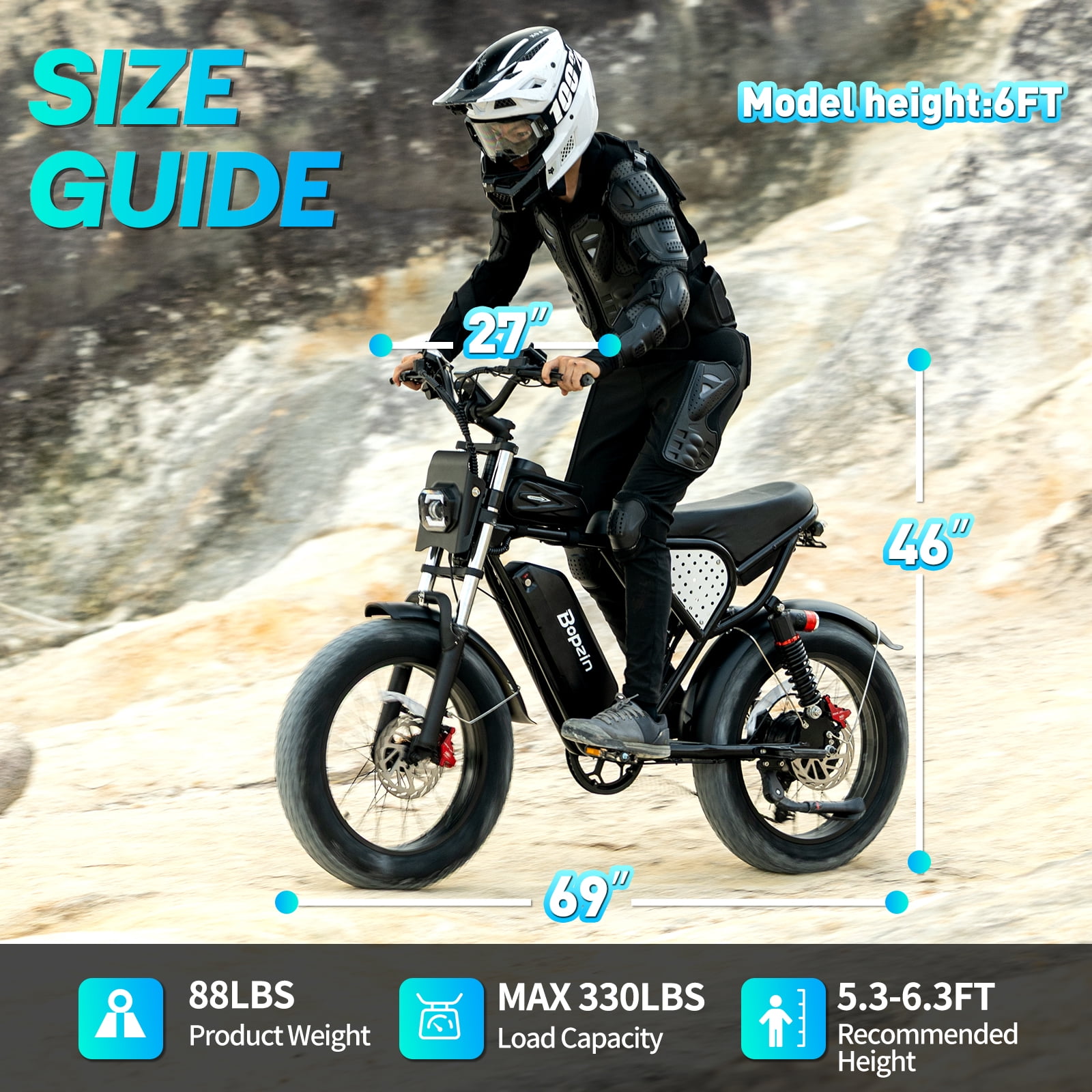YVY Peak 1500W Electric Bike for Adults, 28mph 48V 20Ah Max 80Miles Electric Bicycle,20" Fat Tire Mountain Bike UL2849