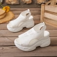 thumbnail image 4 of HomeDM Womens Wedge Platform Sandals Open Toe Ankle Strap Casual Slip-On Summer Beach Sandals, White Size 6.5, 4 of 9