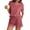 Gray Red, variant on Waffle Knit Pajamas Set for Women 2 Piece Short Sleeve Lounge Top and Shorts Loungewear Drop Shoulder Pjs Sleepwear
