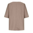 thumbnail image 6 of ICHUANYI Women's V Neck Short Sleeve Shirts Trendy Loose Button Cotton Linen Tunic Tops, 6 of 6