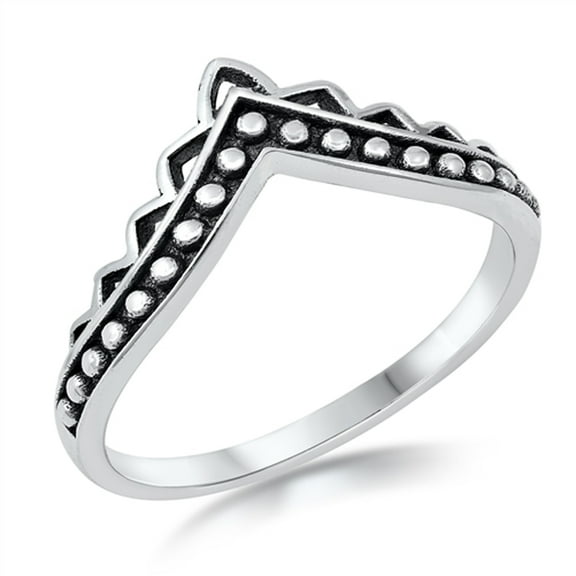 Geometric Cutout Chevron Dot Ring .925 Sterling Silver Band Jewelry Female Male Unisex Size 7