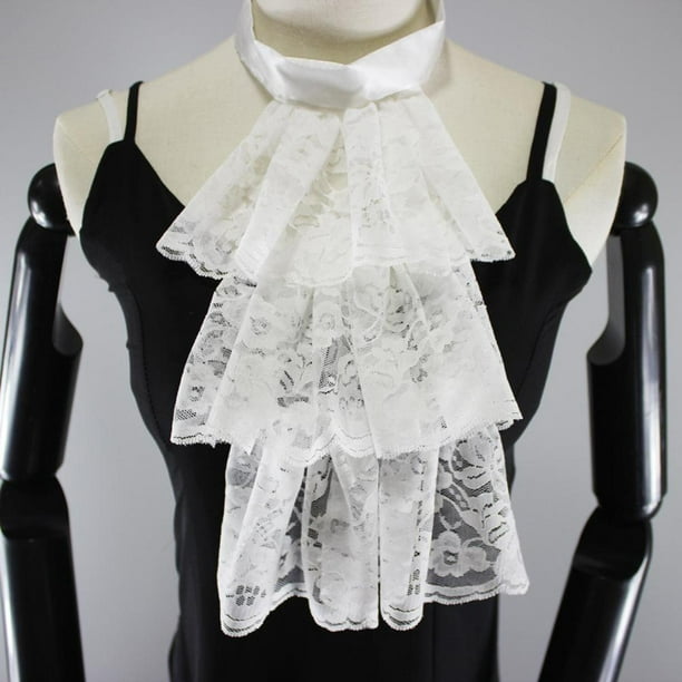Cuello desmontable victoriano Macarena para mujer dama con volantes cuello de encaje color blanco
