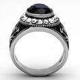 thumbnail image 3 of Anillo Color Plata Para Hombres de Acero Inoxidable de Rey Con Piedra Azul Royal, 3 of 4