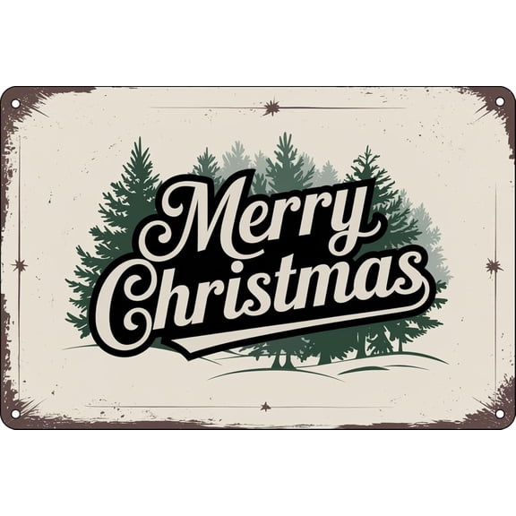 Vintage Merry Christmas Metal Tin Sign Home Bar Coffee Garden Indoor Outdoor Wall Decor 12x8 Inches