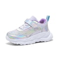 thumbnail image 2 of HUANBAI Breathable Mesh Sneakers For Girls With Sparkling Lightweight Comfortable Running Shoes For All Seasons ,(7-8 Years Silver) Size ,13, 2 of 5