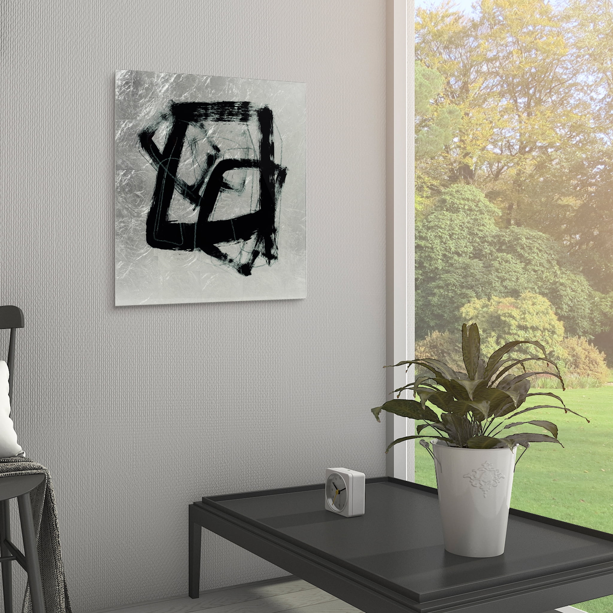 Empire Art Direct Tessellation I Reverse Printed Tempered Glass with Silver Leaf Wall Art, 24" x 24" x 0.2", Ready to Hang