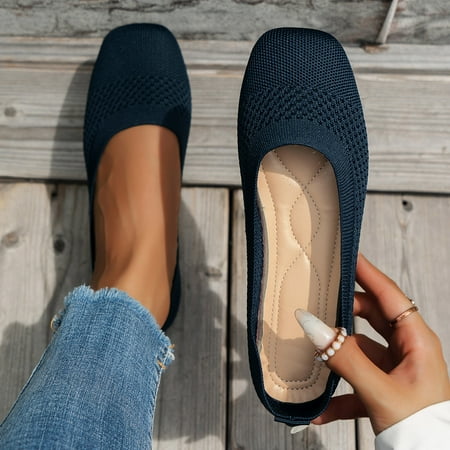 Women s Ballet Flats Comfortable Casual Dressy Shoes Work Flats Office Shoes Pointed Toe Leopard Flats Navy 7