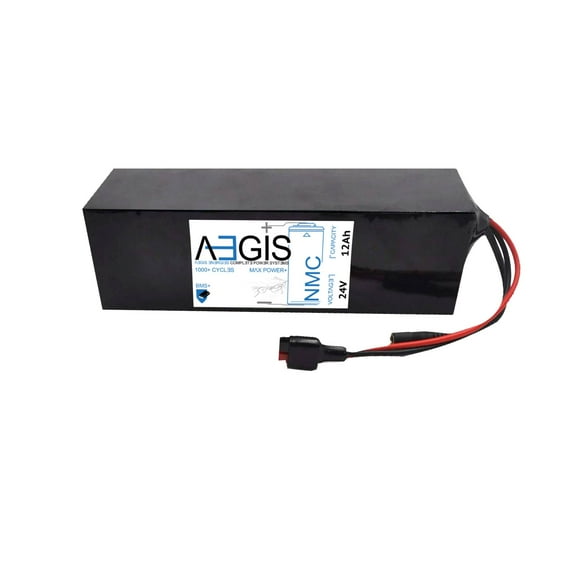 Aegis Battery 24v 12ah Long Li-Ion NMC Deep Cycle Lithium Battery   Charger