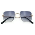 thumbnail image 2 of Womens Rimless Oversized Rectangle Designer Fashion Metal Rim Sunglasses Gold Black - Smoke, 2 of 8