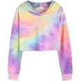 thumbnail image 3 of Oudiya Kids Tie Dye Sweatshirt Crop Tops Hoodie Long Sleeve Pullover for Girls, 5-13 Years, 3 of 7