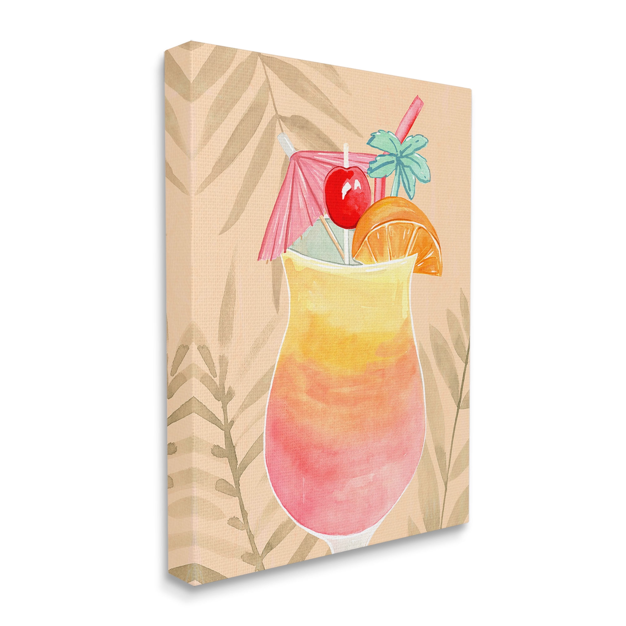 Stupell Industries Tropical Mixed Drink Food & Beverage Painting Gallery Wrapped Canvas Art Print Wall Art, 36 x 48