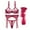 Wine red, variant on Sexy Lace Bra See Through Breathable Bra and Solid Thongs and Garter Belt and Stocking Lingerie Set