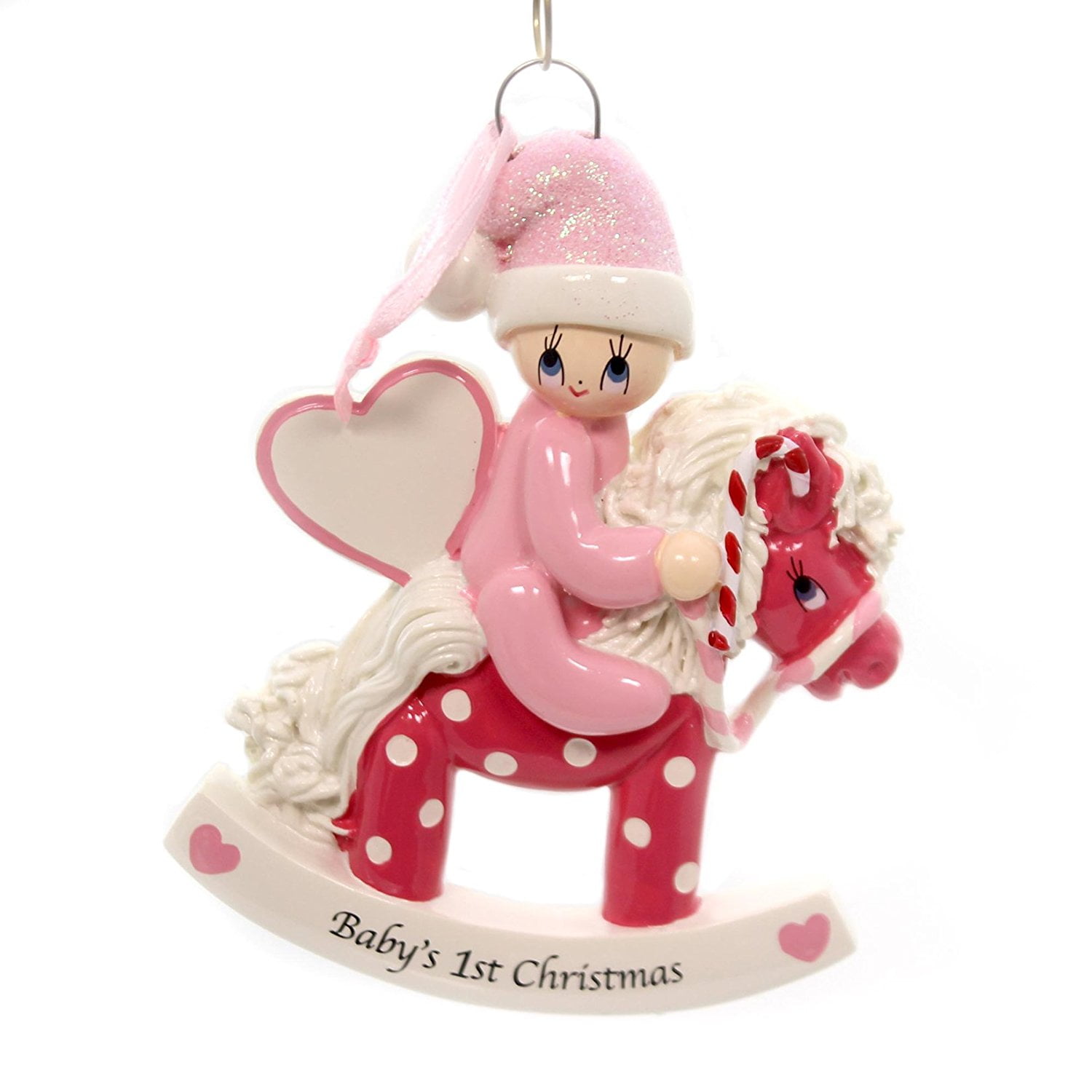 Personalized Ornament Rocking Pony 1St Christmas Polyresin Pink Baby Girl 1423G
