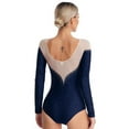 thumbnail image 2 of TiaoBug Sheer Mesh Long Sleeve Dance Leotards for Womens Ballet Leotard Gymnastics Bodysuit Navy Blue XXL, 2 of 7
