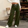 thumbnail image 6 of YHAJDS Women Straight Wide Leg Joggers Comfort Loose Fit Elastic Waist Solid Color Outdoor Casual Bottoms With Side Pockets, 6 of 8