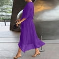 thumbnail image 6 of Women’s V Neck Midi Dress with Kimono Sleeves and Waist Tie Loose Fit Lightweight Flowy Casual Style for Daily Wear Dark Purple XL, 6 of 6