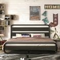 thumbnail image 2 of Allewie King Size Metal Platform Bed Frame with Wooden Headboard & Footboard , Black, 2 of 7