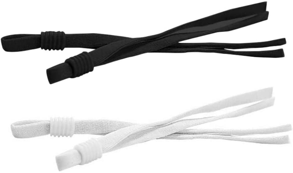 100PCS Sewing Elastic Band Cord with Adjustable Buckle Stretchy Sewing Earmuff Rope with 4PCS Strap Extender for DIY Sewing Crafting Making High Elastic String Bands Black and White