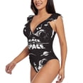 thumbnail image 2 of Disketp The Race to Space PrintWomen's Ruffled One Piece Swimsuit V Neck-Medium, 2 of 8