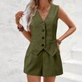 thumbnail image 2 of Women's two-piece fashion suit: button-down vest top and shorts, business casual ., 2 of 8