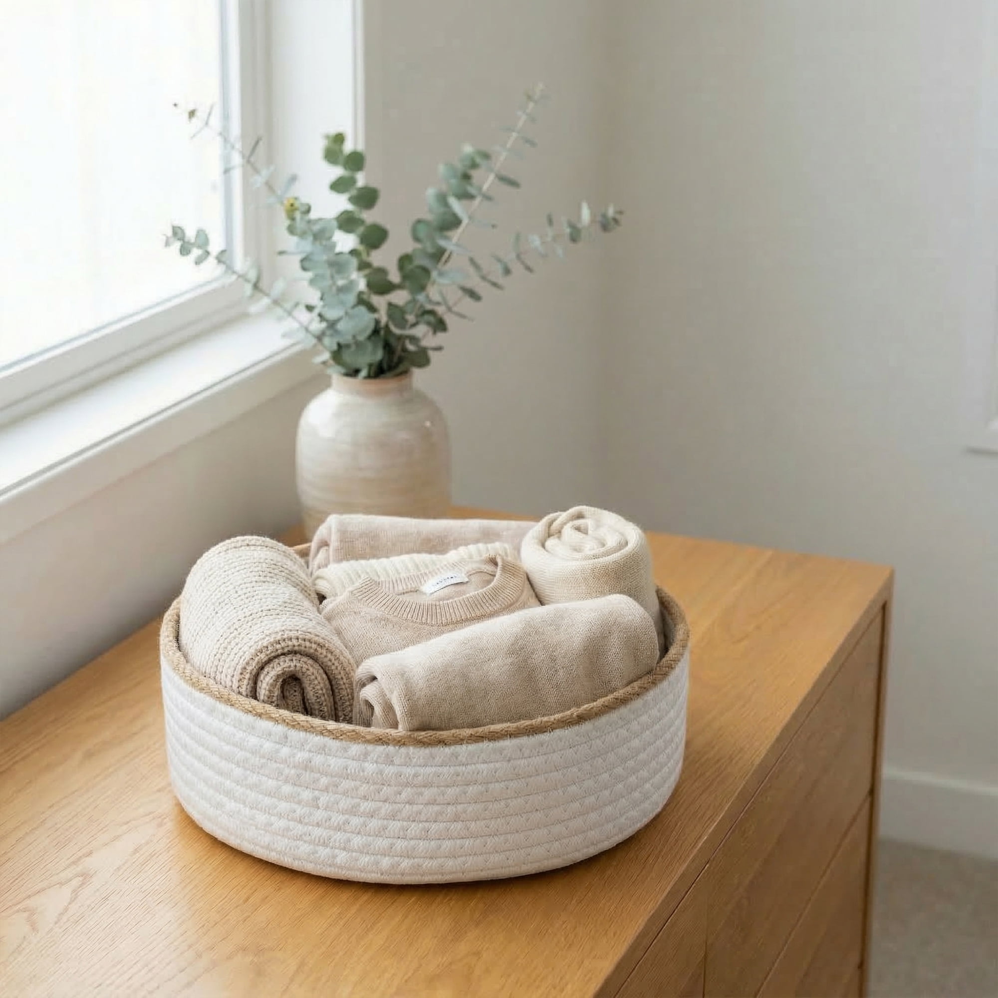 Unique Bargains 3pcs Woven Storage Basket for Key Tray Bowl Colorful 3pcs