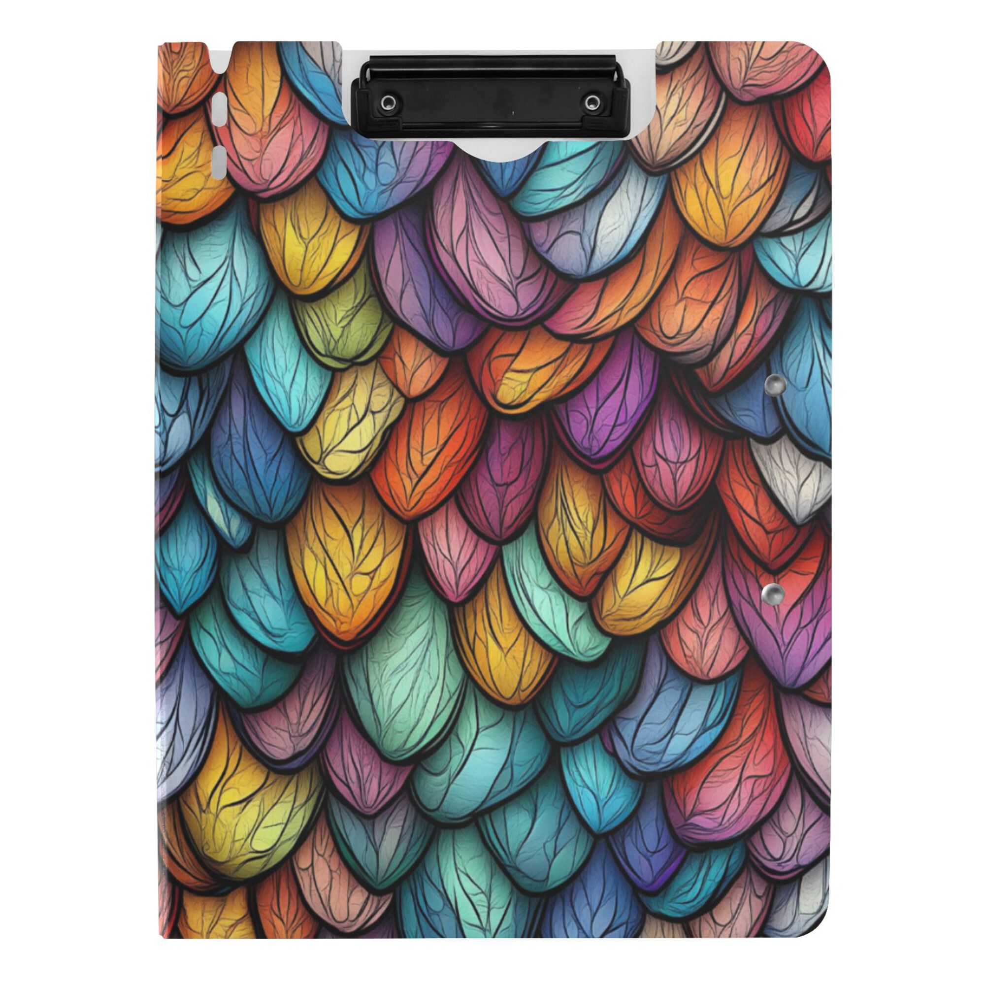 FORMRS A4 Clipboard Folder with Pen Holder Horizontal Foldable School Office Binder, Vibrant Dragon Scales Pattern
