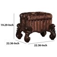 thumbnail image 2 of Tufted Fabric Upholstered Wooden Vanity Stool with Scrolled Legs Cherry Oak brown - Saltoro Sherpi, 2 of 6