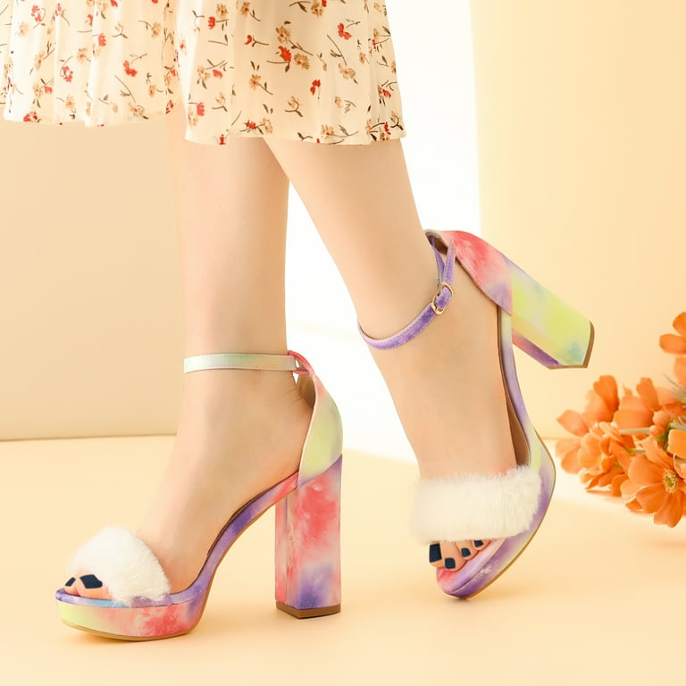 Chunky heels with clearance fur