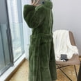 thumbnail image 3 of YWDJ Black Faux Coat Women Plus Size Luxury Faux Furs Coat Warm Outerwear Long Coat Army Green L, 3 of 5