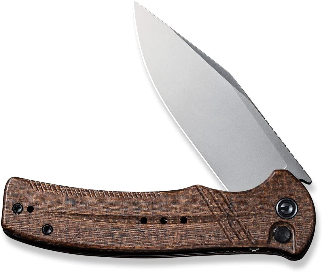 CIVIVI Cogent Button Lock C20038D-6 Knife 14C28N Stainless Steel & Brown Micarta Pocket Knives