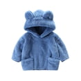 thumbnail image 5 of Toddler Boys Girls Flannel Hooded Loungewear Set, Warm Top & Pants Home Wear Blue 2 Years, 5 of 7
