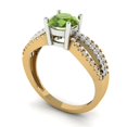 thumbnail image 2 of 1.27 ctw Solitaire with Zirconia Diamond Accents Anniversary Ring for Women | Round Cut Natural Peridot | Hyperallergenic Solid 18K Yellow/White Gold, 2 of 5